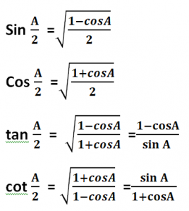 half angle formula trigonometry