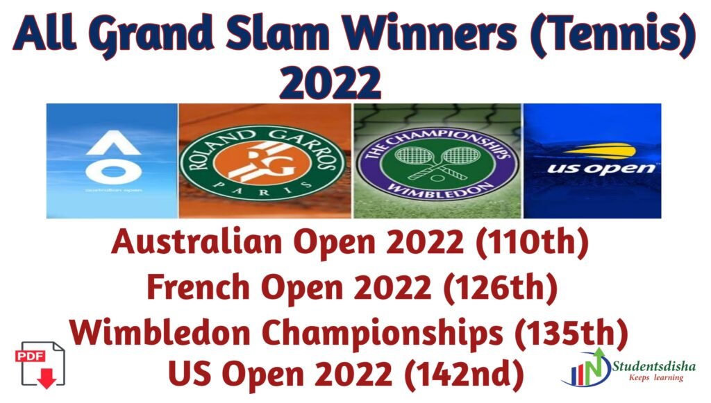 2022 All Grand Slam Winners List PDF » Students Disha - All Competitive Guide