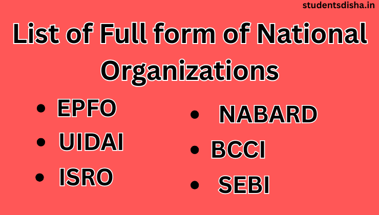 Full form of National Organizations