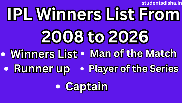 IPL Winners List From 2008 to 2026